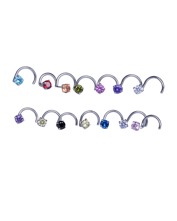 Multicoloured Zirconia Nose Stud or Pin with 925 Sterling Silver