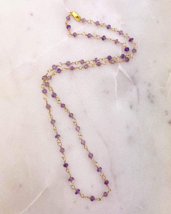 styleinshop Necklace-Gemstone Amethyst beaded necklace, February birthstone