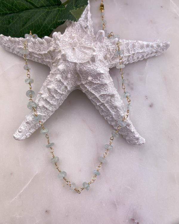 styleinshop Necklace-Gemstone Aquamarine beaded Necklace, March Birthstone