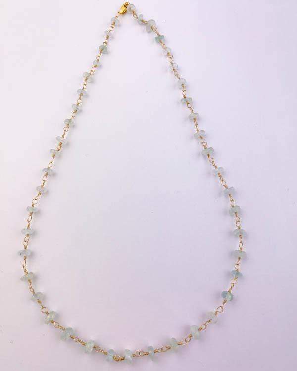 styleinshop Necklace-Gemstone Aquamarine beaded Necklace, March Birthstone