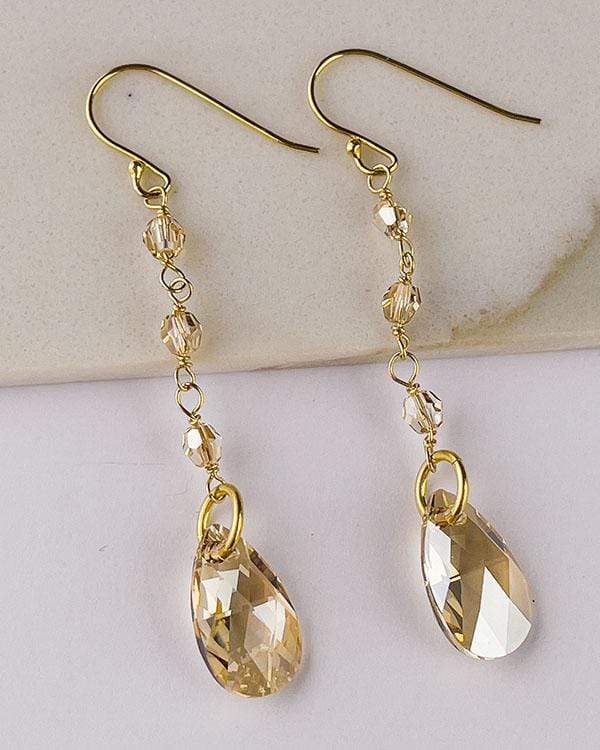 styleinshop Earrings-Swarovski Gold Swarovski Crystal Earrings