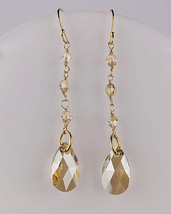 styleinshop Earrings-Swarovski Gold Swarovski Crystal Earrings