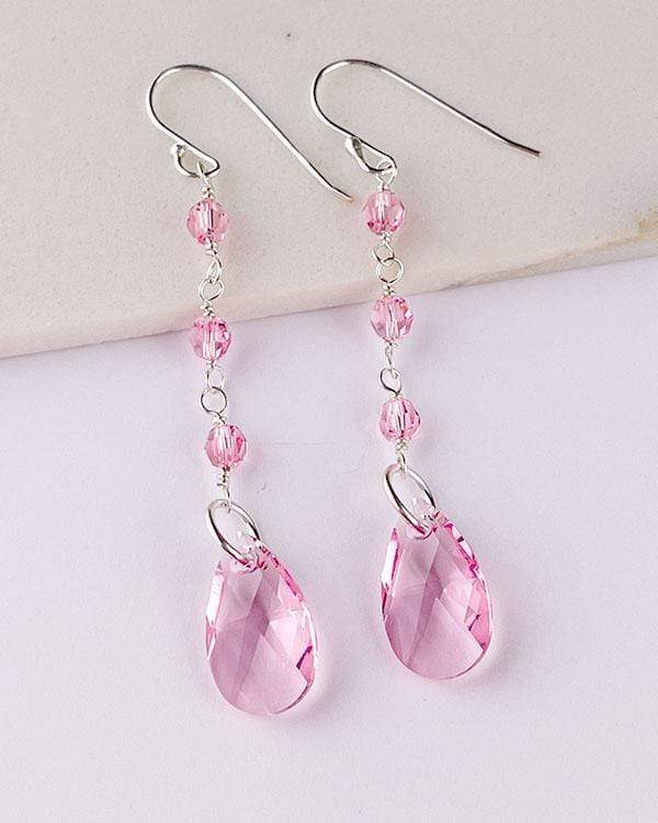 styleinshop Earrings-Swarovski Rose Pink Swarovski Crystal Earrings